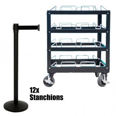 Stanchion Cart with 12 Stanchions